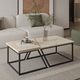 Hanah Home Juego de Mesas de Café Verona P0024623 - Travertino